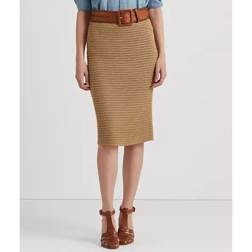 Lauren Ralph Lauren Women's Size Small Metallic Cotton-Blend Knit Pencil Skirt